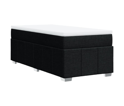 Cama box spring con colchón tela negro 100x200 cm