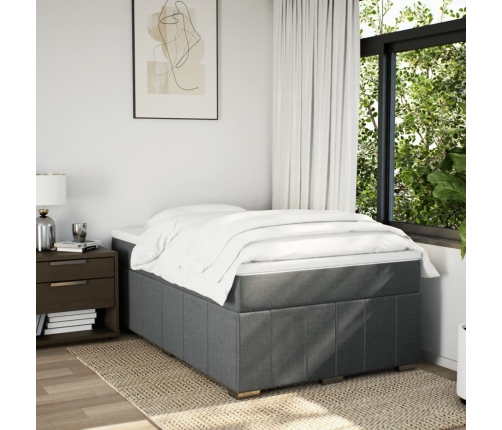 Cama box spring con colchón tela gris oscuro 120x190 cm