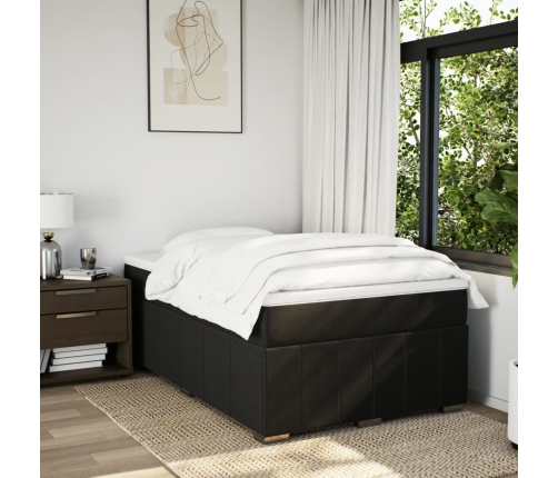 Cama box spring con colchón tela negro 120x190 cm