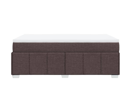 Cama box spring con colchón tela marrón oscuro 120x190 cm