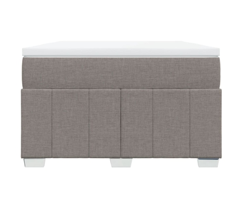 Cama box spring con colchón tela gris taupe 120x190 cm