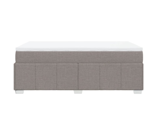 Cama box spring con colchón tela gris taupe 120x190 cm