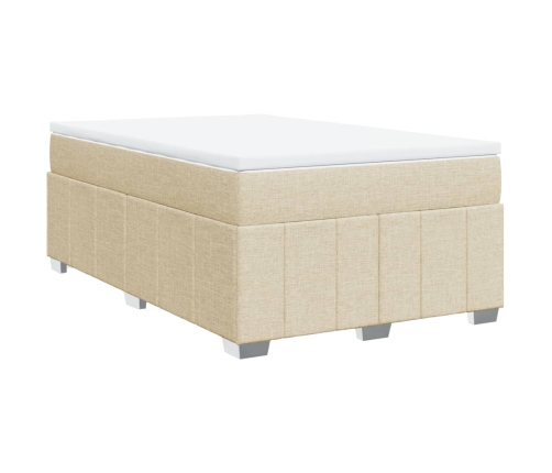 Cama box spring con colchón tela color crema 120x190 cm