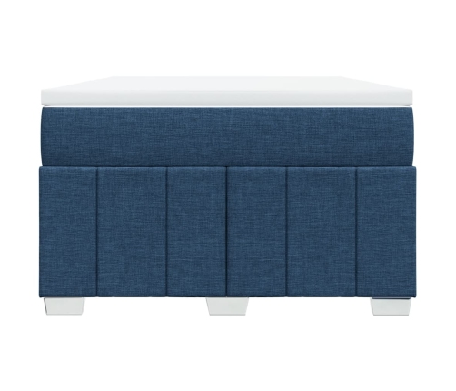 Cama box spring con colchón tela azul 120x190 cm