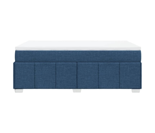 Cama box spring con colchón tela azul 120x190 cm