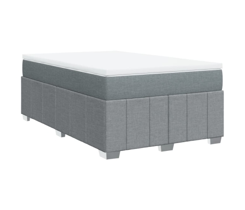 Cama box spring con colchón tela gris claro 120x200 cm