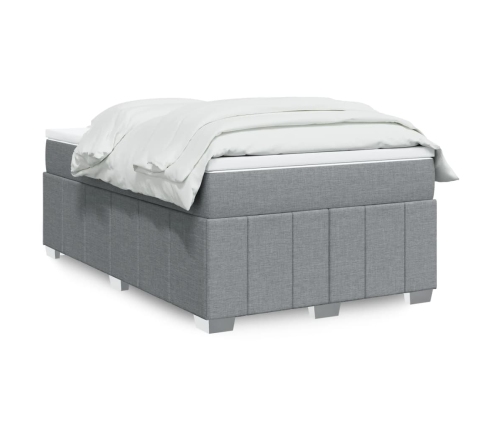 Cama box spring con colchón tela gris claro 120x200 cm