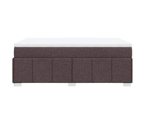 Cama box spring con colchón tela marrón oscuro 120x200 cm