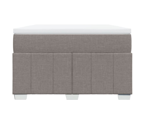 Cama box spring con colchón tela gris taupe 120x200 cm