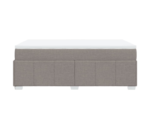 Cama box spring con colchón tela gris taupe 120x200 cm