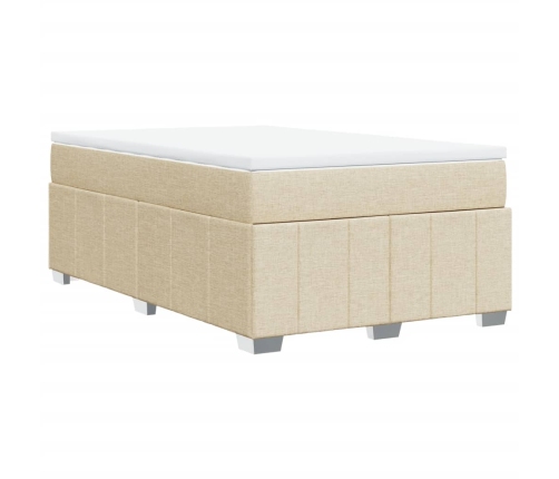 Cama box spring con colchón tela color crema 120x200 cm