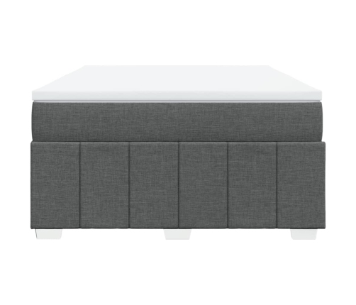 Cama box spring con colchón tela gris oscuro 140x190 cm