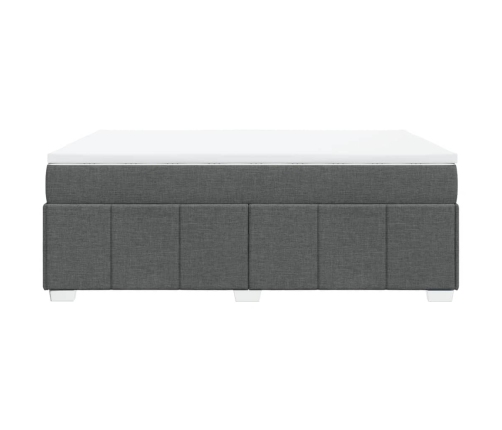 Cama box spring con colchón tela gris oscuro 140x190 cm