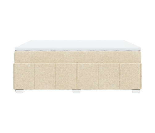 Cama box spring con colchón tela color crema 140x190 cm