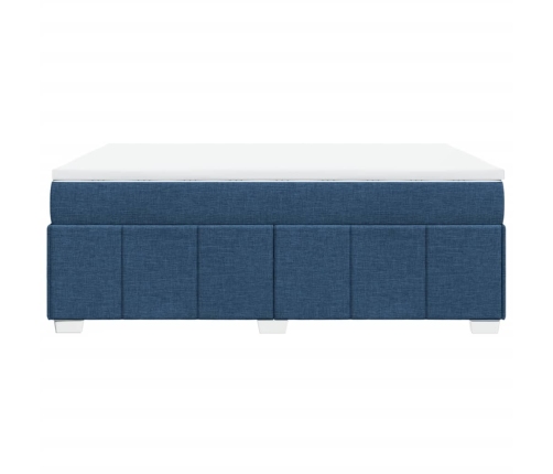 Cama box spring con colchón tela azul 140x190 cm