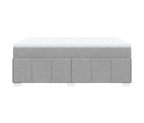 Cama box spring con colchón tela gris claro 140x200 cm