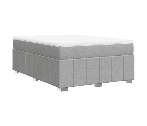 Cama box spring con colchón tela gris claro 140x200 cm