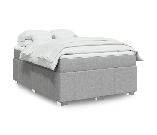 Cama box spring con colchón tela gris claro 140x200 cm