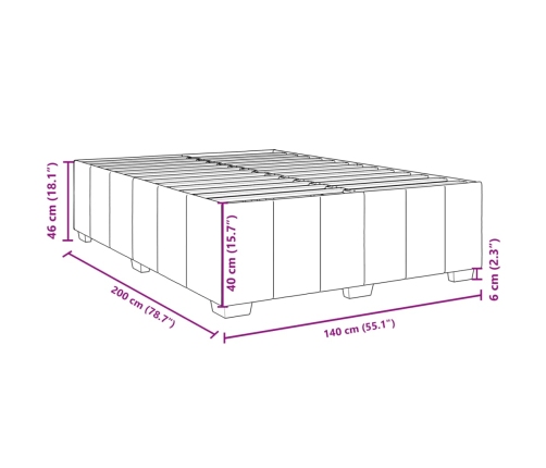 Cama box spring con colchón tela marrón oscuro 140x200 cm