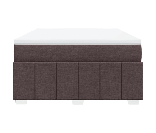 Cama box spring con colchón tela marrón oscuro 140x200 cm