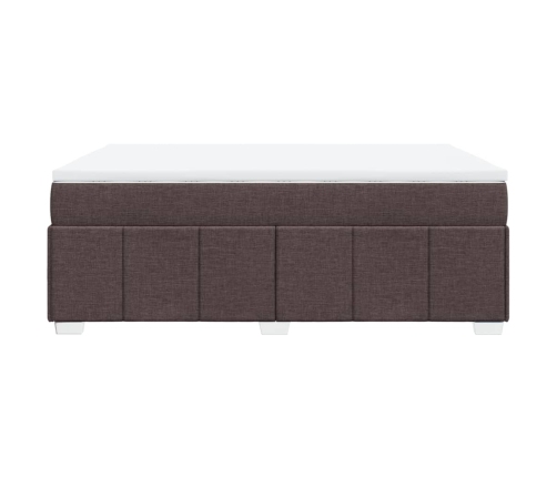 Cama box spring con colchón tela marrón oscuro 140x200 cm