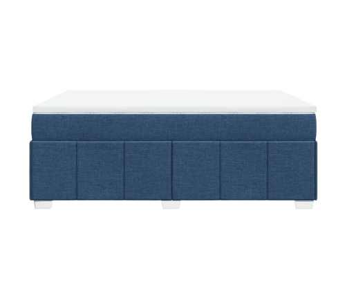 Cama box spring con colchón tela azul 140x200 cm