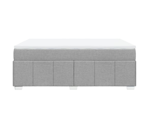 Cama box spring con colchón tela gris claro 160x200 cm