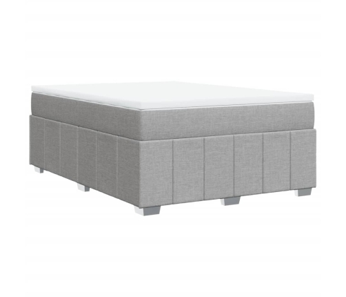 Cama box spring con colchón tela gris claro 160x200 cm