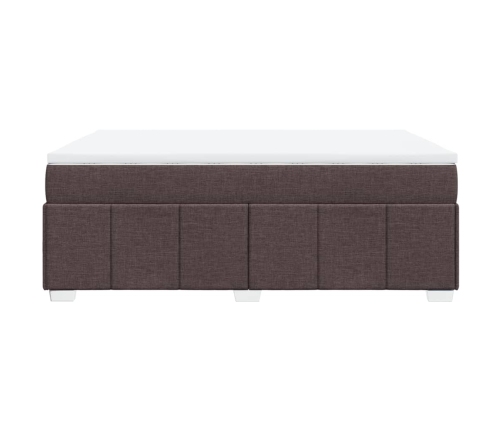 Cama box spring con colchón tela marrón oscuro 160x200 cm