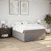 Cama box spring con colchón tela gris taupe 160x200 cm