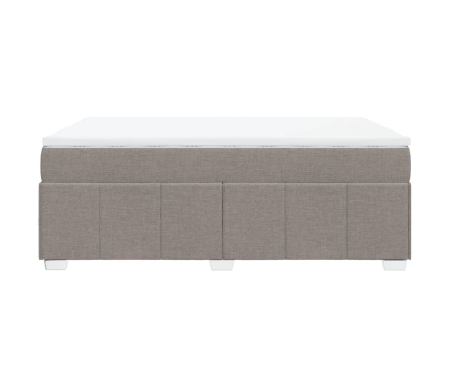 Cama box spring con colchón tela gris taupe 160x200 cm