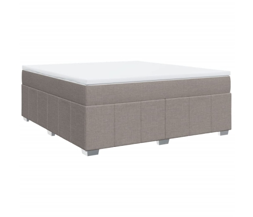 Cama box spring con colchón tela gris taupe 180x200 cm