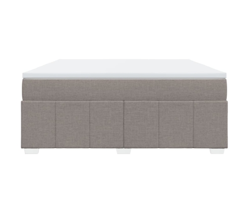 Cama box spring con colchón tela gris taupe 180x200 cm