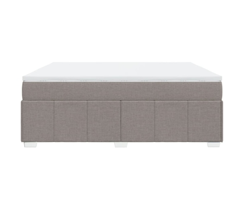 Cama box spring con colchón tela gris taupe 180x200 cm