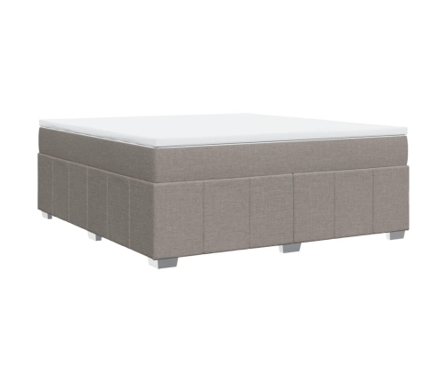 Cama box spring con colchón tela gris taupe 180x200 cm