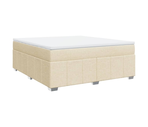 Cama box spring con colchón tela color crema 180x200 cm