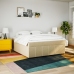 Cama box spring con colchón tela color crema 180x200 cm