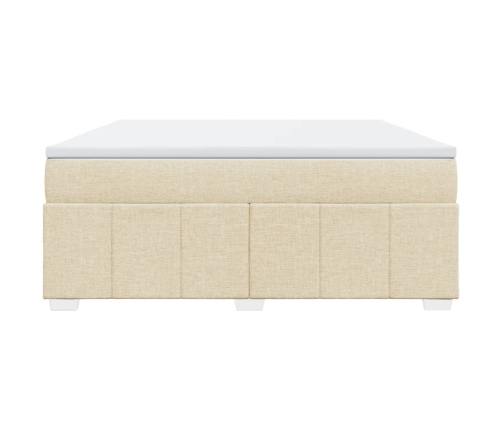 Cama box spring con colchón tela color crema 180x200 cm
