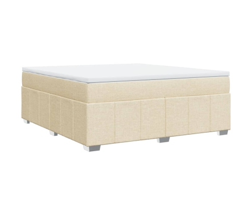 Cama box spring con colchón tela color crema 180x200 cm