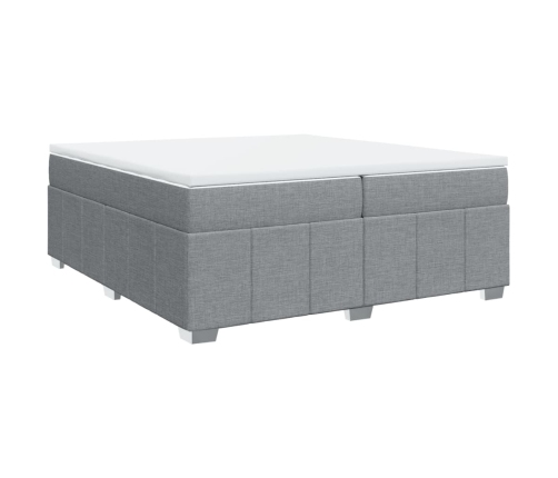 Cama box spring con colchón tela gris claro 200x200 cm