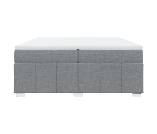 Cama box spring con colchón tela gris claro 200x200 cm