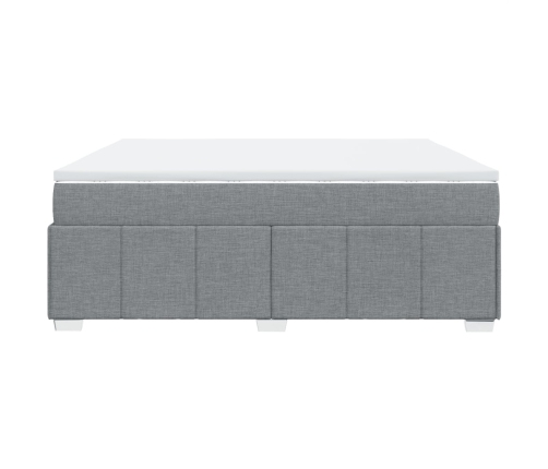 Cama box spring con colchón tela gris claro 200x200 cm