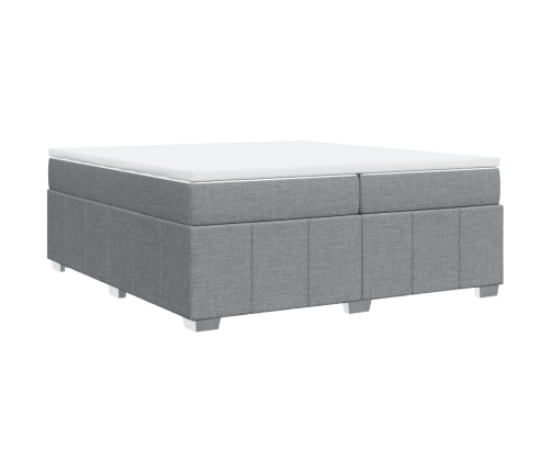 Cama box spring con colchón tela gris claro 200x200 cm