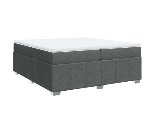 Cama box spring con colchón tela gris oscuro 200x200 cm