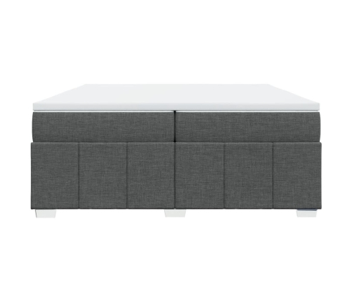 Cama box spring con colchón tela gris oscuro 200x200 cm