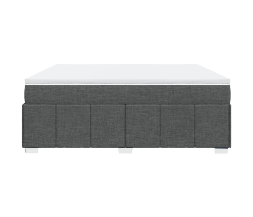 Cama box spring con colchón tela gris oscuro 200x200 cm