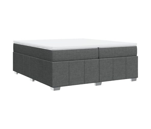 Cama box spring con colchón tela gris oscuro 200x200 cm