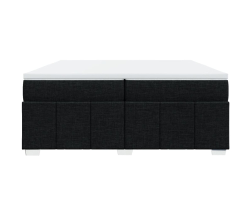 Cama box spring con colchón tela negro 200x200 cm