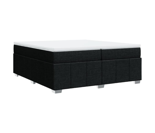 Cama box spring con colchón tela negro 200x200 cm