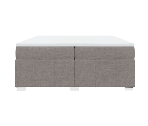 Cama box spring con colchón tela gris taupe 200x200 cm